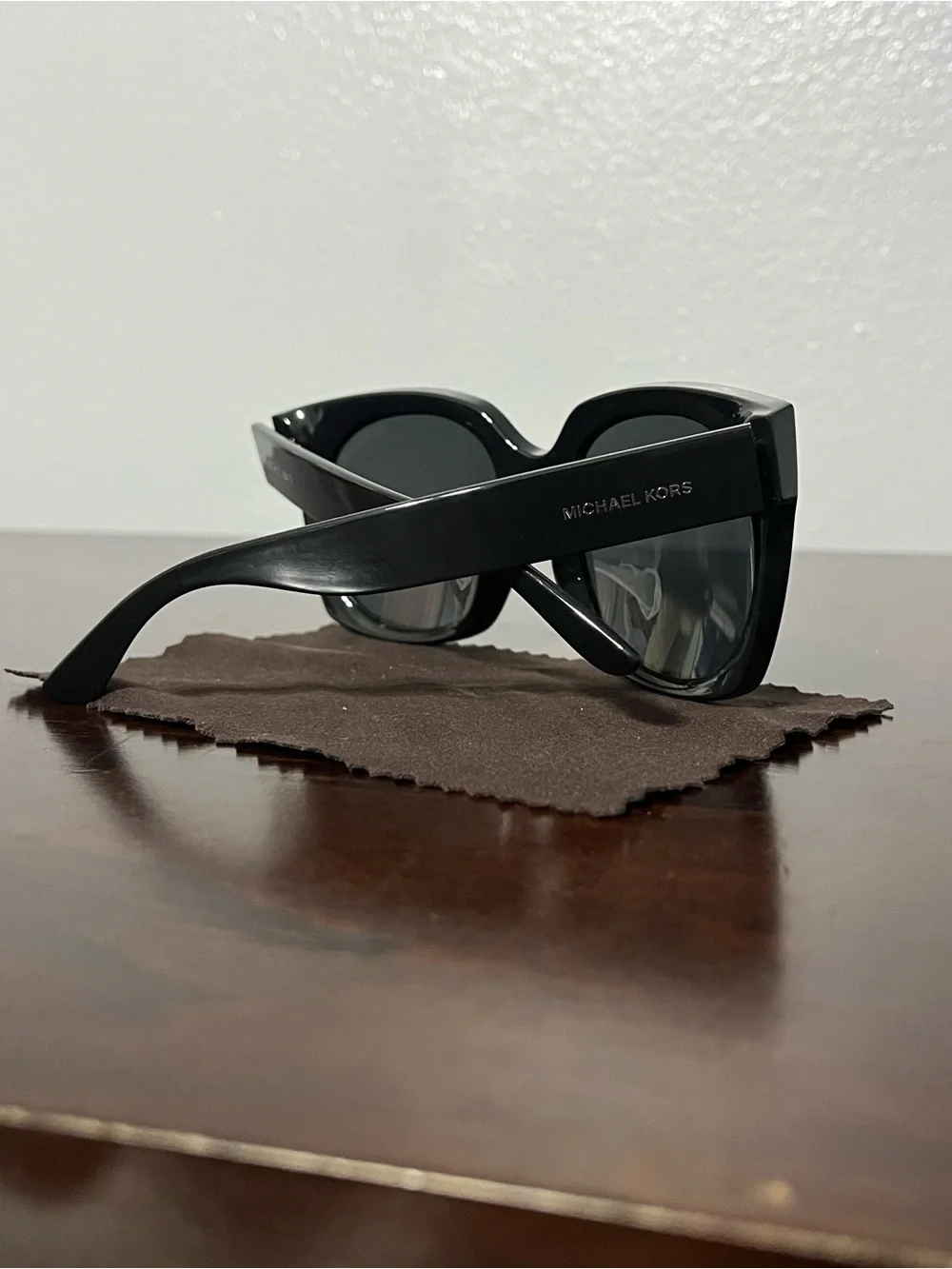 Michael Kors Black Oversized Cat-Eye Sunglasses with Stud Accents